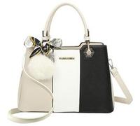 Sac Fourre-tout Tricolore pour Femme Décoré d'un Pompon et d'un Foulard Gallantry Beige Beige G