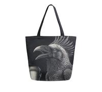 Sac Fourre-Tout Un Corbeau Noir Sac Cabas Réutilisable Léger Sacs De Courses Pour Shopping Travail Les Rendez-Vous