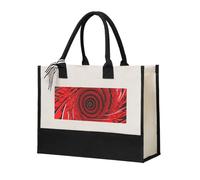 Sac fourre-tout unisexe en toile avec imprimé vortex de fleurs rouges - Grande capacité - Pour shopping, voyage, bureau