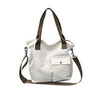 Sac fourre-tout unisexe en toile souple et décontracté - Sac à bandoulière - Sac de travail pour homme, Blanc., Taille unique