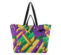 Sac fourre-tout utilitaire en toile pour femme, sac fourre-tout pour femme, cadeau de mariage, Mardi Gras, carnaval, bijoux, plumes, rouge à lèvres