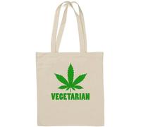 Sac fourre-tout végétarien en coton naturel avec motif graphique vert