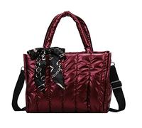 Sac fourre-tout vintage de grande capacité pour femme, sac à main doux, léger, tendance, décontracté, avec fermeture éclair, bandoulière réglable pour l'école, les voyages, un usage quotidien, Rouge