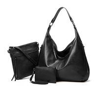Sac fourre-tout vintage en cuir PU souple avec fermeture éclair pour femme, sacs à main pour femmes, Costume trois pièces noir, m