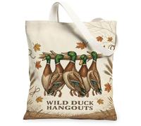 Sac fourre-tout vintage en toile avec citation de canard colvert 33 x 38 cm