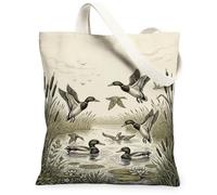Sac fourre-tout vintage en toile avec illustration de canard colvert 33 x