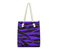 Sac Fourre Tout Violet Rayé Noir Sac de Plage Polyester Sac a Main Femme de Cours Tote Bag Homme Lavable Sacs pour Femmes Tote Bag Enfant Sacs À Main Réutilisable Totebag Cabas Femme 36x37cm/1