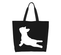 Sac Fourre-Tout Yoga Avec Bouledogue Français Sac Bibliothèque Pliable De Grande Capacité Sacs En Toile, Pour École, Shopping, Tous Les Jours, 50x40cm