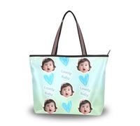 Sac fourre-tout zippé en tissu de soie à la mode Image personnalisée sur les sacs à main hobo pour femmes (senario) Taille15,7 x 11,4 jaunâtre bleu-vert