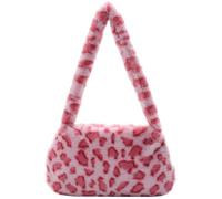Sac fourrure femme Mini sacs à bandoulière imprimé vache for femmes, main en peluche imprimés, d'hiver sous les bras, fourre-tout moelleux Sac fourré hiver femme(H Small)