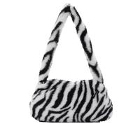 Sac fourrure femme Mini sacs à bandoulière imprimé vache for femmes, main en peluche imprimés, d'hiver sous les bras, fourre-tout moelleux Sac fourré hiver femme(D Small)