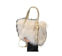Sac Fourrure Sacs à bandoulière solides à fermeture éclair for femmes, sacs à main d'hiver en coton lait, sacs souples(White)