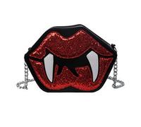 Sac gothique à paillettes Crossbdy pour Halloween, sac à bandoulière en forme de dent de vampire avec chaîne en métal pour femme, Noir , One Size