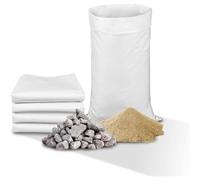 Sac Gravat Blanc Tissé par Lot | Capacité de 80 Litres = 55X95 cm | Tissé - Indéchirable - Réutilisable | Pierre - Gravier - Sable | Gant Manutention Compris (50)