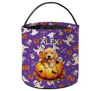 Sac Halloween Citrouille Chiot Golden Retriever docile Seau À Bonbons