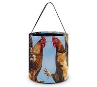 Sac Halloween Citrouille Deux Poulets de Combat Seau Citrouille | Avec Poignée Sacs Halloween Trick or Treat Pliable Sac de Citrouille Trick or Treat pour Trick or Treat Décoration