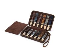 Sac Hiram de rangement en cuir véritable pour 12 bracelets de montre, adapté à la plupart des tailles