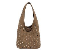 Sac Hobo tendance clouté Y2K Rivets Seau Sac à main pour femme Sac à bandoulière tendance pour le travail et les voyages, marron, 480.00x260.00x220.00mm/18.9x10.24x8.66inch, Classique
