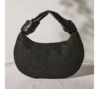 Sac hobo zippé de taille moyenne, avec détail tressé de la poignée supérieure, noir Taille UniqueMulticolorePolypropylène