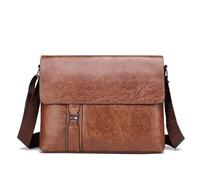 Sac Homme Travail Porte-documents en cuir PU for hommes, porte-documents A4, épaule for travail exécutif, d'affaires, messager, sac latéral for(Light brown)