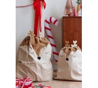 Sac hotte renne de Noël beige doré 50X57