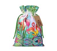 Sac imprimé flamant rose peint avec cordons de serrage, sacs pour emballage cadeau, pour mariage, Pâques, fête de vacances