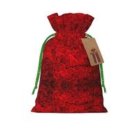 Sac imprimé rose rouge avec cordon de serrage pour emballage cadeau, pour mariage, Pâques, fête de vacances