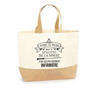 Sac infirmière Ministère de la Magie | Cabas de Plage Courses Coton Toile de Jute Idée Cadeau Femme Retraite Travail Collègue Santé