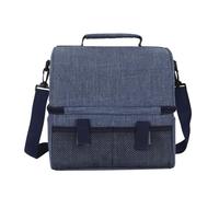 Sac Isotherme à Décéauner avec Double Compartiment, Bandoulière Étanche, pour Femmes et Homme, Camping, Randonnée, Voyage, Fabrique en Tissu Oxford, Doublure Eva écologique (Bleu foncé)