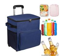 Sac isotherme avec roues, sac thermique doux, chariot isolé avec poignée, sac 35L imperméable pour voyage, pique-nique, jardin, extérieur, plage, camping