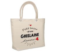 Sac isotherme Bazar d'une Ghislaine d'amour | Glacière Souple Anniversaire Femme Fête des Mères Cadeau Mamie Noël Lunch Bag pour Travail Plage Pique-nique