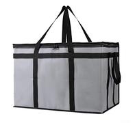 Sac isotherme de grande capacité avec feuille d'aluminium, tissu non tissé, et sécurisé pour une double fermeture éclair pour la livraison de nourriture (gris noir)
