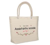 Sac isotherme de plage d'une Assistante Sociale au Top | Cadeau Métier Femme Anniversaire Noël Glacière souple Lunch Bag pour Travail Plage Pique-nique