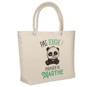 Sac Isotherme de Plage Marthe Pas Touche Panda | Cadeau Anniversaire Noël Toile de Coton Grand Sac de Transport & Sport