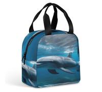 Sac isotherme Dolphins in the Ocean1, boîte à lunch robuste, souple et étanche avec fermeture éclair, grande capacité, réutilisable, pour adultes, idéal pour le travail, les pique-niques, le camping e