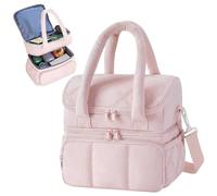 Sac Isotherme Double Couche Résistant à l'eau, Sac Isotherme Repas 12 L, 6h Chaud/10h Froid, Étanches Multi-Poches Glaciere Souple Isotherme pour École Bureau Voyage Pique-Nique (Rose)