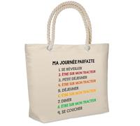 Sac isotherme etre sur mon tracteur journée parfaite Cadeau Femme Homme, Anniversaire Noël, Maman Papa | Glacière Souple Idéal pique-nique lunchbag