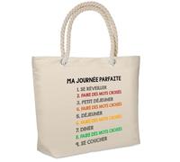 Sac isotherme faire des mots croisés journée parfaite Cadeau Femme Homme, Anniversaire Noël, Maman Papa | Glacière Souple Idéal pique-nique lunchbag