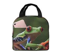 Sac Isotherme Fleur De Rainette De Porto Rico Sac À Lunch Isolé Avec Feuille D'Aluminiu Fermeture Éclair Fourre-Tout, Pour Déjeuner, Travail, Pique-Nique, Bureau, 20x22cm