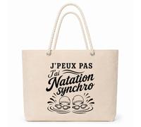 Sac Isotherme J’peux pas j’ai Natation synchro | Grand Cabas 23 L en Coton avec Doublure Aluminium Double Paroi Zip et Anses Corde | Pique-Nique Courses Nageur Synchronisé Nageuse Synchronisée