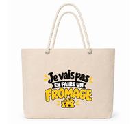 Sac Isotherme Je vais pas en faire un fromage Expressions Françaises | jaune | Grand Cabas 23 L Coton Doublure Aluminium Zippé | Pique-Nique Courses Plage | Idée Cadeau Gourmand Gourmande Noël Merci