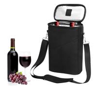 Sac Isotherme Porte Bouteille à Vin Isolé pour 2 Bouteille, Sac Transport Vin Isotherme et Etanche avec Bandoulière, Sacs Insulated Etanches Oxford pour Cadeaux, Voyage et pique-nique