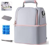 Sac Isotherme Pour Biberon, 2 Boîte À Glaçon Inclus, Compatible Avec 6 Biberons (270 Ml), Sac A Dos Isotherme, Sac Isotherme Repas, Conservation Lait Maternel, Chaud/Frais Lunch Bag