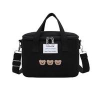Sac isotherme pour garder au frais et au chaud - Motif ours brodé - Particulièrement adapté pour les biberons et les repas des enfants - Convient également comme boîte à déjeuner pour adultes (noir)
