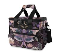 Sac isotherme pour pique-nique, plage, pique-nique, camping, voyage, mauve lune et papillons de nuit