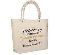 Sac isotherme Propriété de la Meilleure Gardienne d'immeuble Cadeau collègue femme, retraite secret santa | Glacière Souple Idéal pique-nique lunchbag idée originale métier