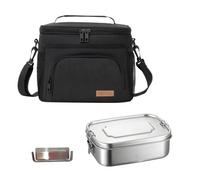 Sac Isotherme Repas 9 L, Sac Isotherme Congelable, GlacièRe Portable éTanche Avec BandoulièRe Ajustable, Anti-Fuite Avec 1 BoîTe à DéJeuner, Pour Le Travail, Les Pique-Niques