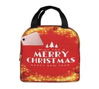 Sac Isotherme Repas Boules Noël joyeuses Sac à Déjeuner Portable Lunch Bag Cooler Box pour Femme Homme Enfant École Bureau