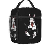 Sac Isotherme Repas Custom English Bull Terrier Chien Dans Poche Graphique Hommes Femmes Glacière Boîtes à Lunch Thermiques Isolées Pour Enfants pour Travail Bureau l'écol Pique-nique Voyages