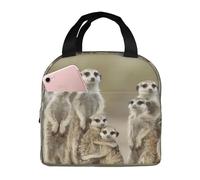 Sac Isotherme Repas Famille suricates Sac à Déjeuner Portable Lunch Bag Cooler Box pour Femme Homme Enfant École Bureau